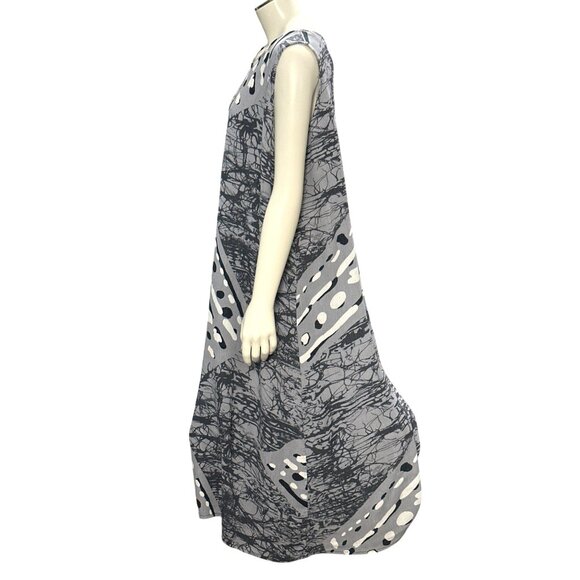 CCC Sleeveless A Line Gray Abstract Art Print Maxi Dress With Keyhole Back Small - Picture 2 of 6